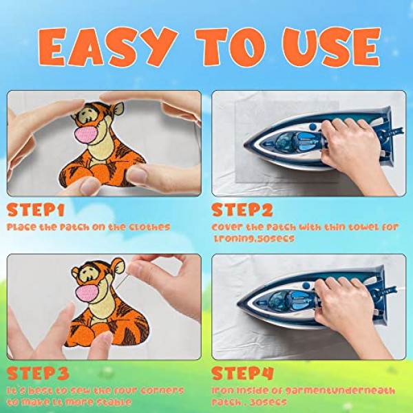 패치에 7PCS 동물 철, 귀여운 아기 곰 수 놓은 바느질 패치 어린이를위한 DIY Appliques 청소년 의류 티셔츠, 청바지