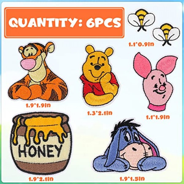 패치에 7PCS 동물 철, 귀여운 아기 곰 수 놓은 바느질 패치 어린이를위한 DIY Appliques 청소년 의류 티셔츠, 청바지