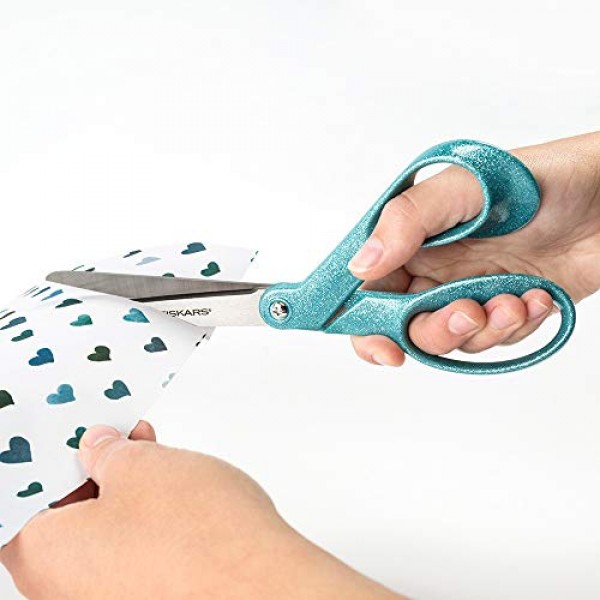 Fiskars 프리미어 8인치 벤트 스파클 가위 타이드 블루