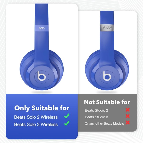Yizhet 교체용 이어패드 1쌍은 Beats Solo 2 Solo 3 무선 블루투스 헤드폰과 프리미엄 메모리 폼 및 단백질 가죽(파란색) 솔로-블루와 호환됩니다.