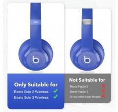Yizhet 교체용 이어패드 1쌍은 Beats Solo 2 Solo 3 무선 블루투스 헤드폰과 프리미엄 메모리 폼 및 단백질 가죽(파란색) 솔로-블루와 호환됩니다.