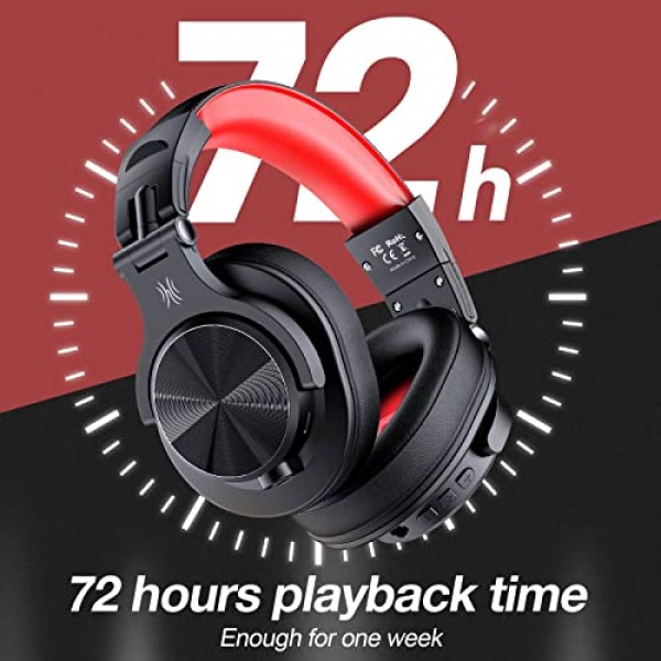 OneOdio A70 Bluetooth 오버이어 헤드폰, 무선 헤드폰, 72H 재생 시간, 고해상도, 스튜디오 모니터 및 믹싱 DJ 기타 앰프용 3.5mm/6.35mm 유선 오디오 잭, 컴퓨터 노트북 PC 태블릿 -