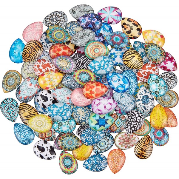 PandaHall 유리 카보 숑 쥬얼리 용 반원형 Scrapbooking Crafts 10x4mm 200pcs 25x18x5mm Colore Misto D 혼합 색상 D 25x18x5mm