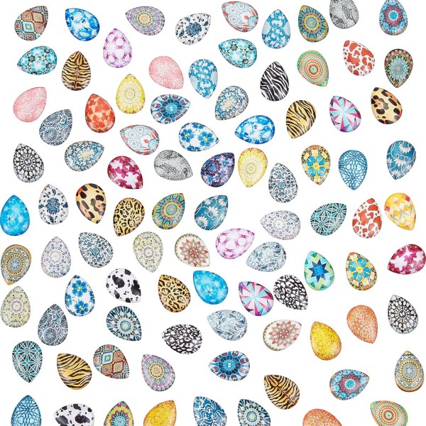 PandaHall 유리 카보 숑 쥬얼리 용 반원형 Scrapbooking Crafts 10x4mm 200pcs 25x18x5mm Colore Misto D 혼합 색상 D 25x18x5mm