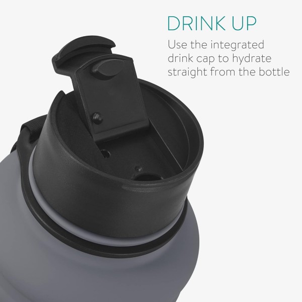 Navaris 2.2리터 피트니스 물병 - 손잡이 포함 - XXL 물병 Gym Bottle - 스포츠 물병 Water Jug - 스테인리스 스틸 다크 그레이로 제작된 안정적인 스포츠 물병