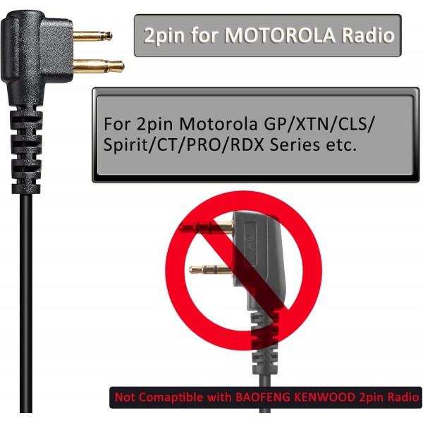 HYS G-Form 보안 마이크가있는 양방향 라디오 헤드셋 Motorola DP1400 CP040 Hyera Minland G15/G18 2 핀 워키 토키와 호환되는 PTT 헤드폰