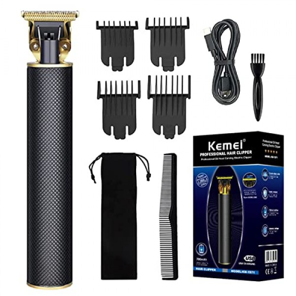 KEMEI 남성 클리퍼 무선 헤어 클리퍼, 면도기 전기 전문 수염 트리머 손질 면도기 셀프 헤어 커팅 이발 트리머 커터, 블랙 KM-1971