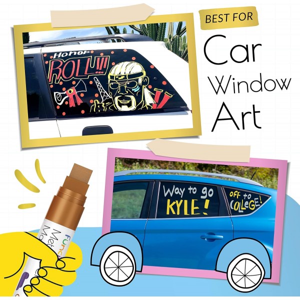 Funcils 분필 칠판 빨 15mm, 8 분필 펜 금속 15mm 두꺼운 팁-Windows, 칠판, 화이트 보드 및 유리 펜용 분필 펜-성인 및 어린이를위한 분필 마커 금속 점보 팁-15mm