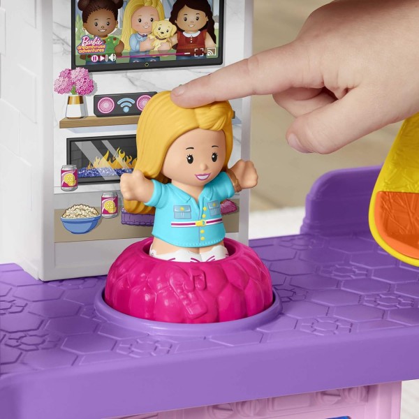 Fisher-Price HJN55 - Little People Barbie little-big dream villa, 2개의 피규어와 액세서리가 포함된 대화형 플레이 세트, 18개월 이상의 어린이를 위한 다양한 소리와 다양한 색상의 