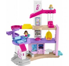 Fisher-Price HJN55 - Little People Barbie little-big dream villa, 2개의 피규어와 액세서리가 포함된 대화형 플레이 세트, 18개월 이상의 어린이를 위한 다양한 소리와 다양한 색상의 