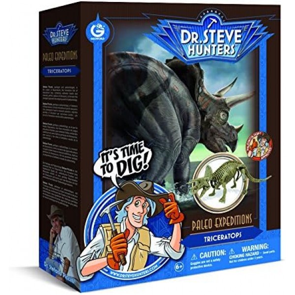 Uncle Milton Dr. Steve Hunters Paleo Expedition Dino Dig 발굴 키트 과학 교육 장난감(트리케라톱스)