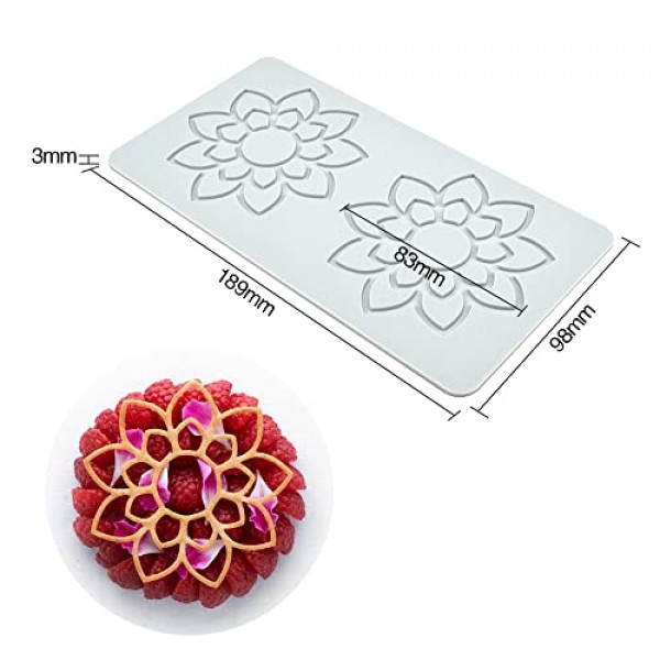 3D 중공 잎 퐁당 레이스 금형, 멀티 잎 꽃 모양 케이크 장식 금형용 실리콘 레이스 금형 초콜릿 설탕 캔디 컵케이크 베이킹(B_7.56x3.92x0.12inch)을 위한 퐁당 인상 매트