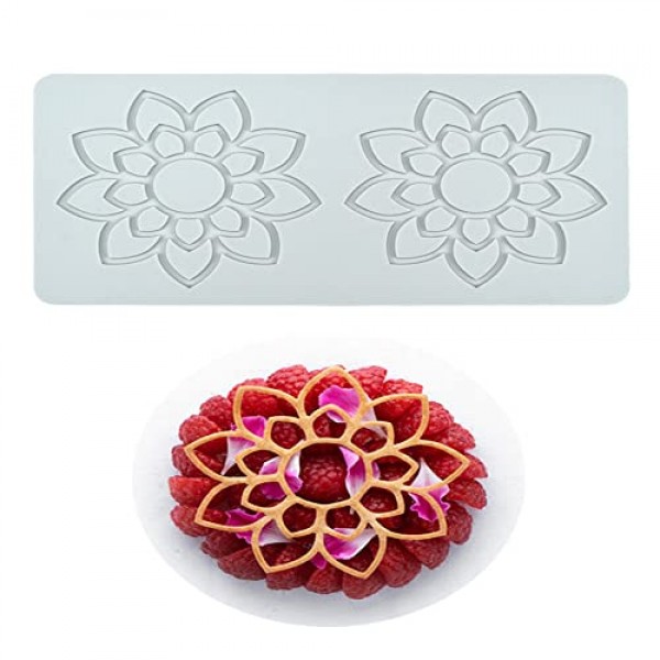 3D 중공 잎 퐁당 레이스 금형, 멀티 잎 꽃 모양 케이크 장식 금형용 실리콘 레이스 금형 초콜릿 설탕 캔디 컵케이크 베이킹(B_7.56x3.92x0.12inch)을 위한 퐁당 인상 매트