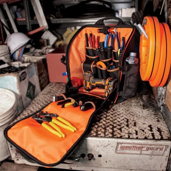 Klein Tools 도구 가방 백팩, 21개의 포켓이 있는 견고한 Tradesman Pro 도구 정리함