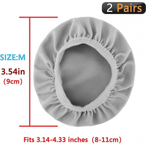 Geekira Stretchable Fabric 헤드폰 이어 패드 커버/세척 가능한 위생 이어컵 프로텍터, 3.14 - 5.11(8cm-13cm 이어 패드) 오버 이어 헤드셋 이어 쿠션/체육관, 스포츠에 적합(회색 2