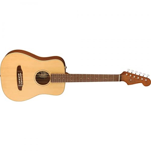 Fender Redondo 미니 어쿠스틱 기타, 2년 보증 포함, 천연, 로즈우드 핑거보드, 긱백 포함
