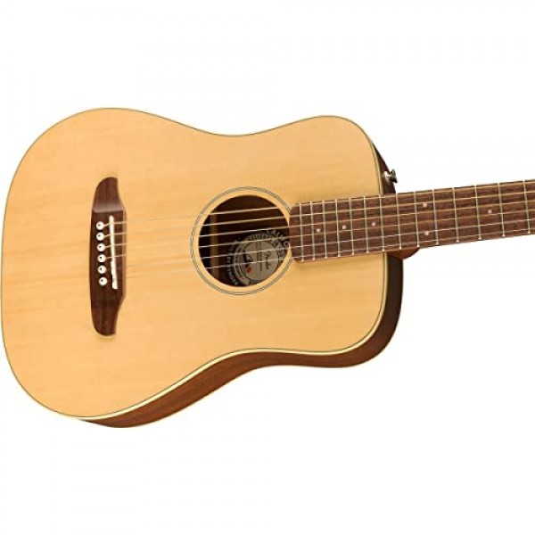 Fender Redondo 미니 어쿠스틱 기타, 2년 보증 포함, 천연, 로즈우드 핑거보드, 긱백 포함