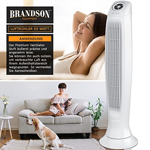 Brandson Silent ECO 그린 타워 팬(9단계 속도) - 원격 제어 기능이 있는 DC 받침대 팬 - 기둥 팬 포함 진동 - 86 cm - 타이머가 있는 팬 - 매우 조용함 - GS