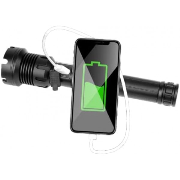 [충전식] Akhter XHP90 손전등, LED 토치, Super Bright 3000 Lumens CREE LED, IP65 방수, 5가지 모드 높음/낮음/스트로브/SOS 및 작업등 실내/야외(캠핑/하이킹/긴급 사용)