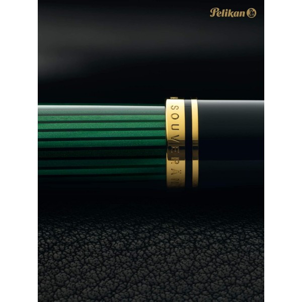 Pelikan 만년필 Souverän 600, 블랙 그린, 펜촉 M(미디엄), 선물 케이스에 담긴 고품질 피스톤 필러, 980029