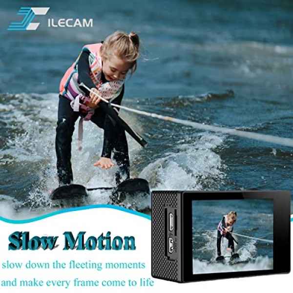 Xilecam Action Cam 4K/30FPS WiFi 수중 카메라 131피트 2 x 1350mAh 배터리 및 다기능 액세서리 팩(X-Sport Pro로 업데이트된 앱)