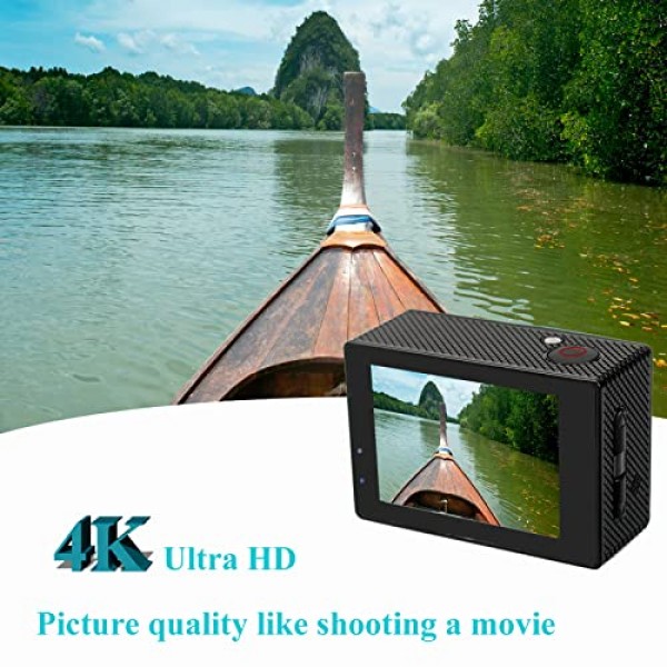 Xilecam Action Cam 4K/30FPS WiFi 수중 카메라 131피트 2 x 1350mAh 배터리 및 다기능 액세서리 팩(X-Sport Pro로 업데이트된 앱)