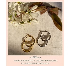 Brandlinger ® 여성용 크리올 귀걸이 925 스털링 실버 스몰 허기스 선조 라운드 주얼리 여성용 18 캐럿 금 도금(은 및 금) 여성 및 소녀용. 매달린 기본 고리의 직경: 16mm.