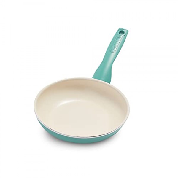 GreenPan Rio 건강한 세라믹 붙지 않는 7인치 프라이팬 프라이팬, PFAS 없음, 식기세척기 사용 가능, 청록색