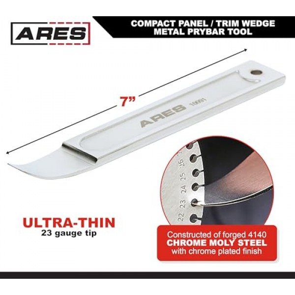 ARES 10091 - 컴팩트 패널/트림 웨지 금속 프라이바 도구 - 내구성이 뛰어난 프라이바는 트림, 패널, 판금, 패스너 등을 쉽게 제거합니다. - 제한된 공간에서 사용할 수 있