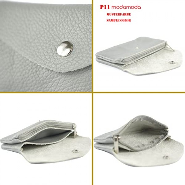modamoda de - P11 - 이탈리아 가죽 여성용 지갑 미디엄, Teleggrey.