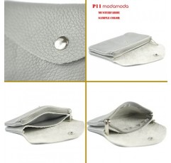 modamoda de - P11 - 이탈리아 가죽 여성용 지갑 미디엄, Teleggrey.