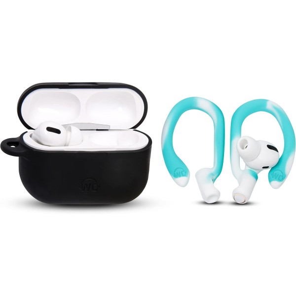 WC HookZ - 업그레이드된 AirPods Pro 1, 2 및 AirPods 1, 2, 3용 오버이어 후크 - 패키지에 포함된 두 쌍의 크기, Wicked Cushions에서 제작한 왼쪽 및 오른쪽 후크 | 파란색 홀치기염