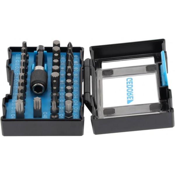 GEDORE Bit-Box Industry, 32피스, 비트 홀더 및 드라이버 인서트가 포함된 비트 세트, 1/4, 6.3 mm, Professional, 666-032-J