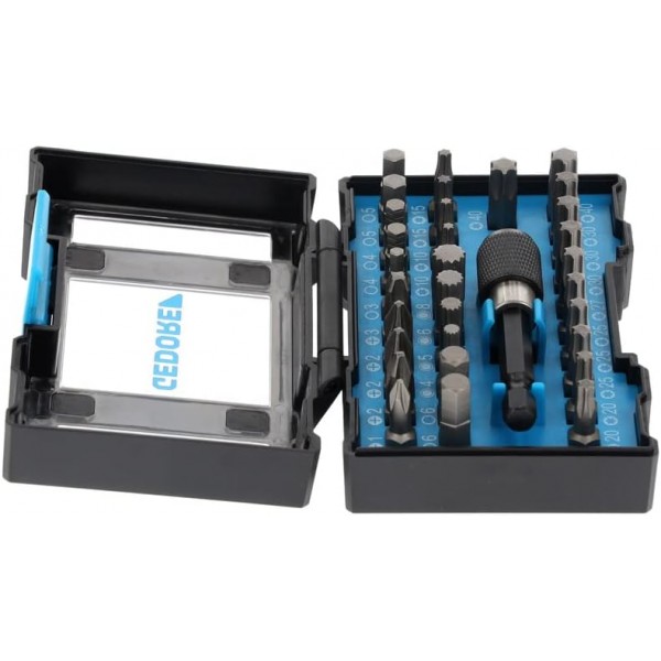 GEDORE Bit-Box Industry, 32피스, 비트 홀더 및 드라이버 인서트가 포함된 비트 세트, 1/4, 6.3 mm, Professional, 666-032-J