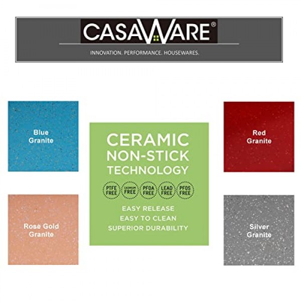 casaWare 홈이 있는 케이크 팬 9.5인치(12컵) 세라믹 코팅 논스틱(실버 화강암)