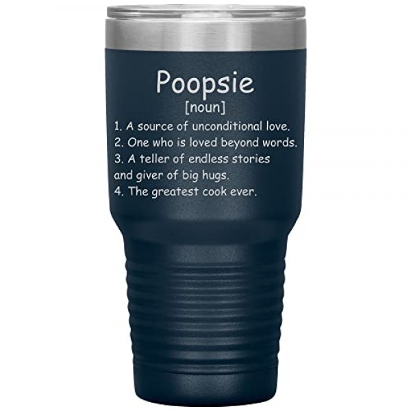 Poopsie 명사 텀블러 30Oz - 12가지 색상 - 제품군 정의 - Poopsie 정의 텀블러 - Poopsie를 위한 진공 텀블러 선물 - Poopsie 선물 - 뚜껑이 있는 진공 텀블러(네이비)