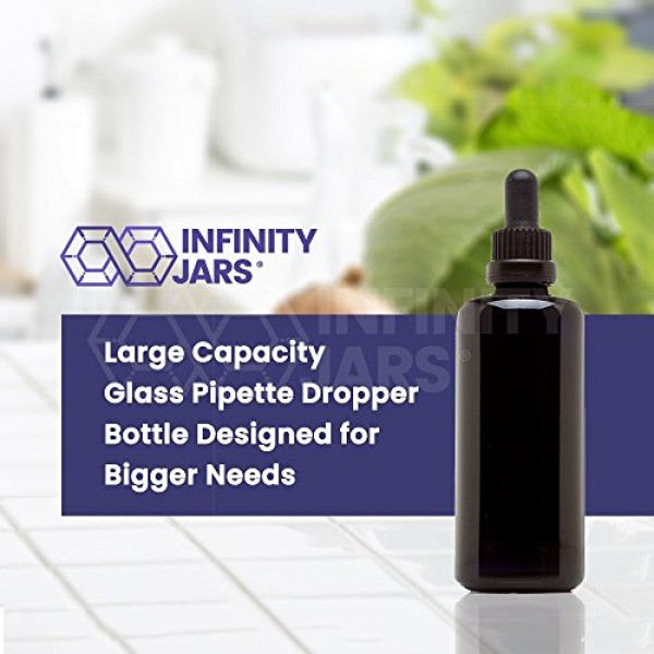 Infinity Jars 100 Ml(3.4 fl oz) 검정색 자외선 유리병, 유리 점안액 포함