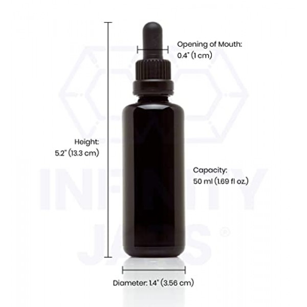 Infinity Jars 100 Ml(3.4 fl oz) 검정색 자외선 유리병, 유리 점안액 포함