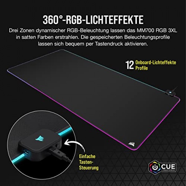 Corsair MM700 RGB 확장 3XL 게이밍 마우스 패드(천 표면 포함) - 블랙 & ST100 프리미엄 헤드폰 스탠드(2 x USB 3.1, 알루미늄, 7.1 Dolby 오디오 출력) 블랙
