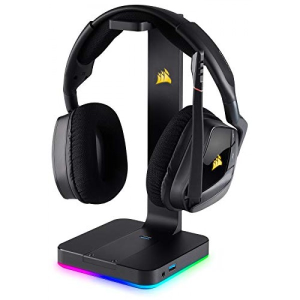 Corsair MM700 RGB 확장 3XL 게이밍 마우스 패드(천 표면 포함) - 블랙 & ST100 프리미엄 헤드폰 스탠드(2 x USB 3.1, 알루미늄, 7.1 Dolby 오디오 출력) 블랙