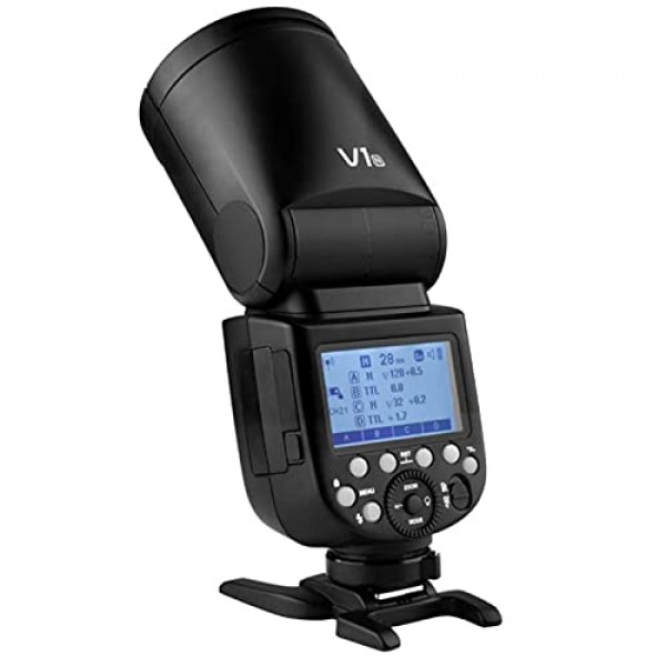 Nikon 플래시 스피드라이트 스피드라이트용 GODOX V1-N 플래시, 76Ws 2.4G TTL 원형 헤드, 1/8000 HSS, 480회 최대 전력 촬영, 1.5초 재활용 시간, 2600mAh 리튬 배터리(디퓨저 리플렉