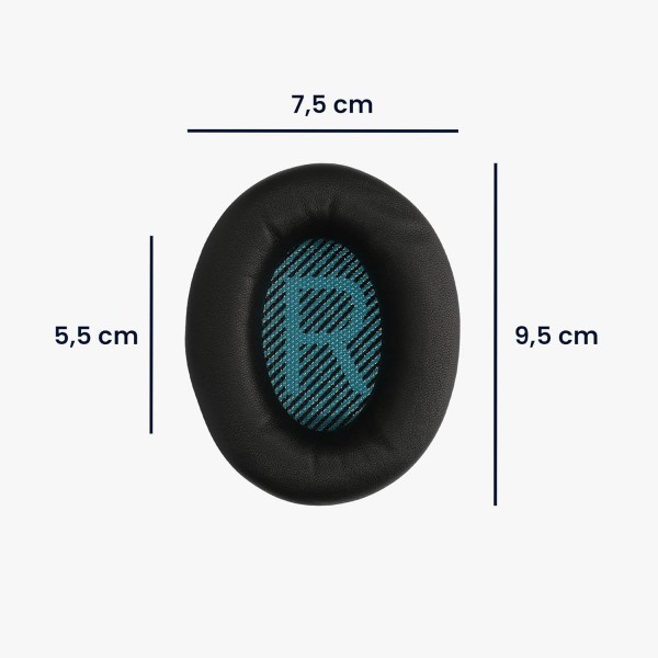 Bose Soundlink Around-Ear Wireless II와 호환되는 kwmobile 2x 이어 패드 - 양가죽으로 만든 헤드폰 이어 패드 - 오버이어 헤드폰용 가죽 패드 블랙