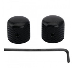 Musiclily Pro 6mm 강철 널링 텔레캐스터 돔 손잡이(텔레 일렉트릭 기타 또는 정밀 베이스용 고정 나사 포함), 검정색(2개 세트)