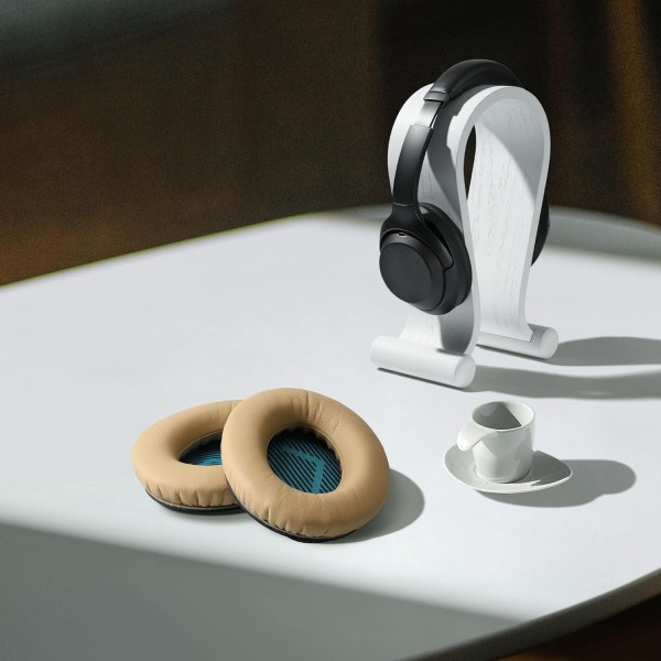Bose Soundlink Around-Ear Wireless II 패드와 호환되는 kwmobile 2X 이어 패드 - 오버이어 헤드폰용 인조 가죽 헤드폰 패드 베이지