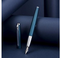 HongDian 525 진한 파란색 만년필, Extra Fine Nib 클래식 펜에는 금속 펜 케이스 및 리필 가능 변환기가 포함되어 있습니다.