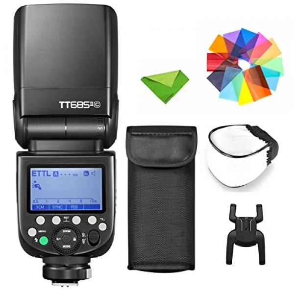 Canon Speedlight 카메라 플래시 용 GODOX TT685II-C 플래시 E-TTL Speedlite 고속 동기화, Canon Flash 5D Mark IV 6D Mark II 7D 90D 250D R5 850D (업그레이드 된 TT685C)와 호환되는 2.4G 무선 X 시스