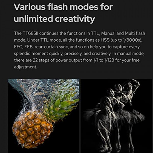Canon Speedlight 카메라 플래시 용 GODOX TT685II-C 플래시 E-TTL Speedlite 고속 동기화, Canon Flash 5D Mark IV 6D Mark II 7D 90D 250D R5 850D (업그레이드 된 TT685C)와 호환되는 2.4G 무선 X 시스