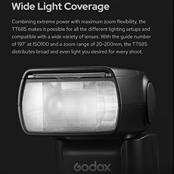 Canon Speedlight 카메라 플래시 용 GODOX TT685II-C 플래시 E-TTL Speedlite 고속 동기화, Canon Flash 5D Mark IV 6D Mark II 7D 90D 250D R5 850D (업그레이드 된 TT685C)와 호환되는 2.4G 무선 X 시스