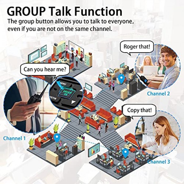 Samcom GMRS 워키토키 장거리, Type-C 충전식 양방향 라디오(성인용 이어피스 포함), 양방향 라디오 캠핑용 USB 기본 충전기가 포함된 휴대용 양방향 라디오(4팩, 검은색)