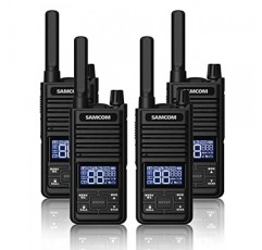 Samcom GMRS 워키토키 장거리, Type-C 충전식 양방향 라디오(성인용 이어피스 포함), 양방향 라디오 캠핑용 USB 기본 충전기가 포함된 휴대용 양방향 라디오(4팩, 검은색)